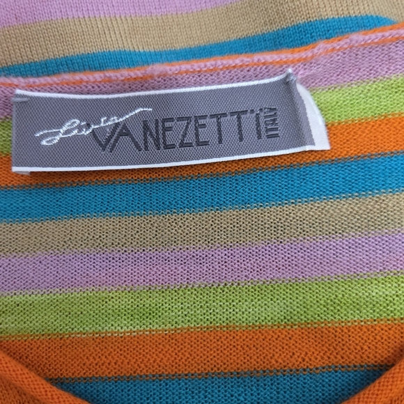 LIVIA VANEZETTI ITALY Wool/ Cashmere/Silk Orange Short Sleeve Top,Striped Back.M - Picture 8 of 12
